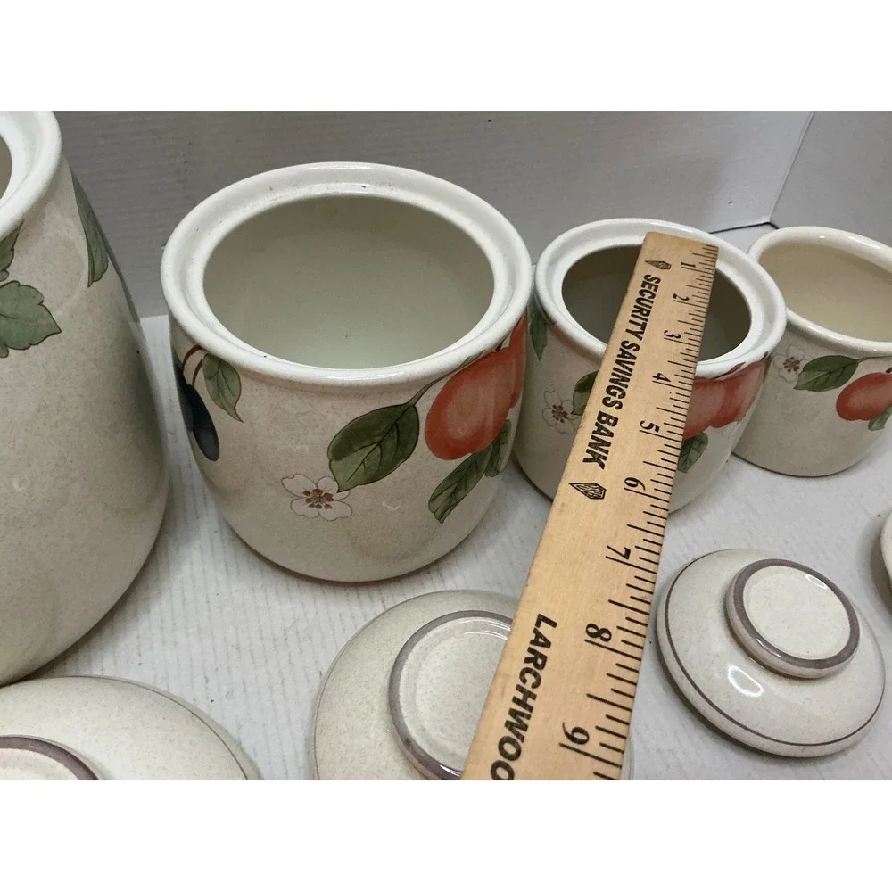 Mikasa Vintage Canister Set Fruit Panorama Country Classics 4pc Stoneware Cream